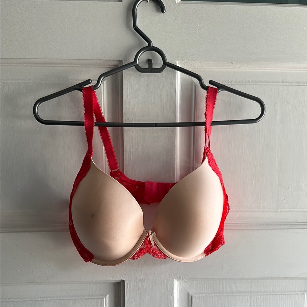 Victoria's Secret Cream and Pink Push-Up Bra